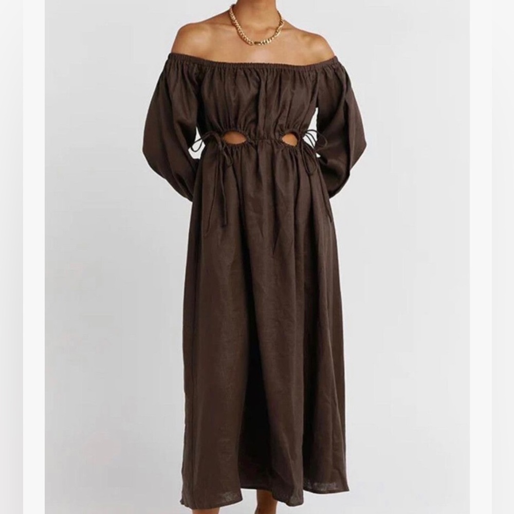 DISSH Manon Dark Choc MIDI linen dress